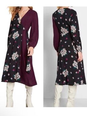 EMILY AND FIN Not Taking Sides Wrap Cotton Dress L